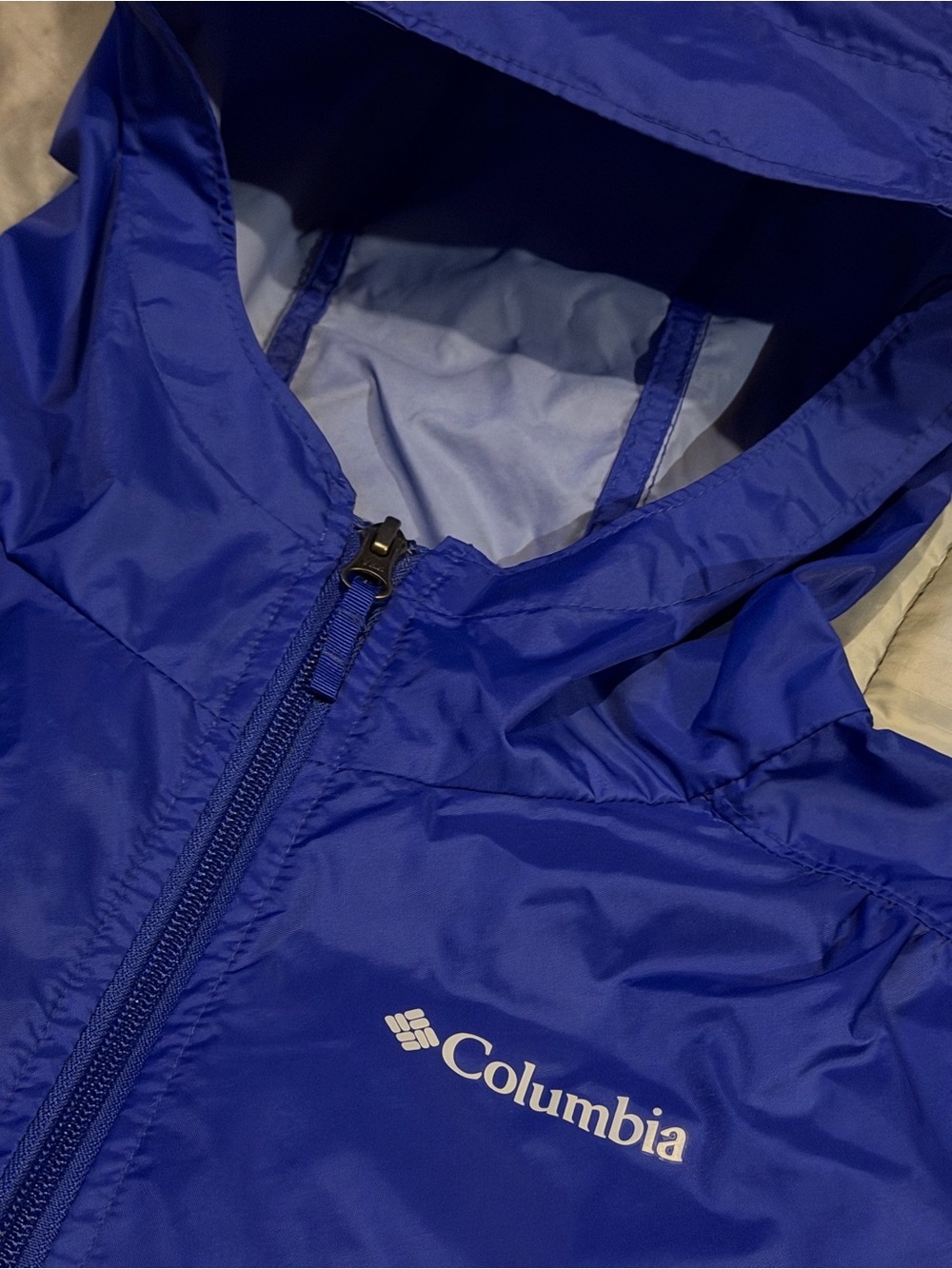 Columbia Youth Girls Hooded Rain Jacket - Royal Blue - Size Large (L) Light Coat - Picture 3 of 10